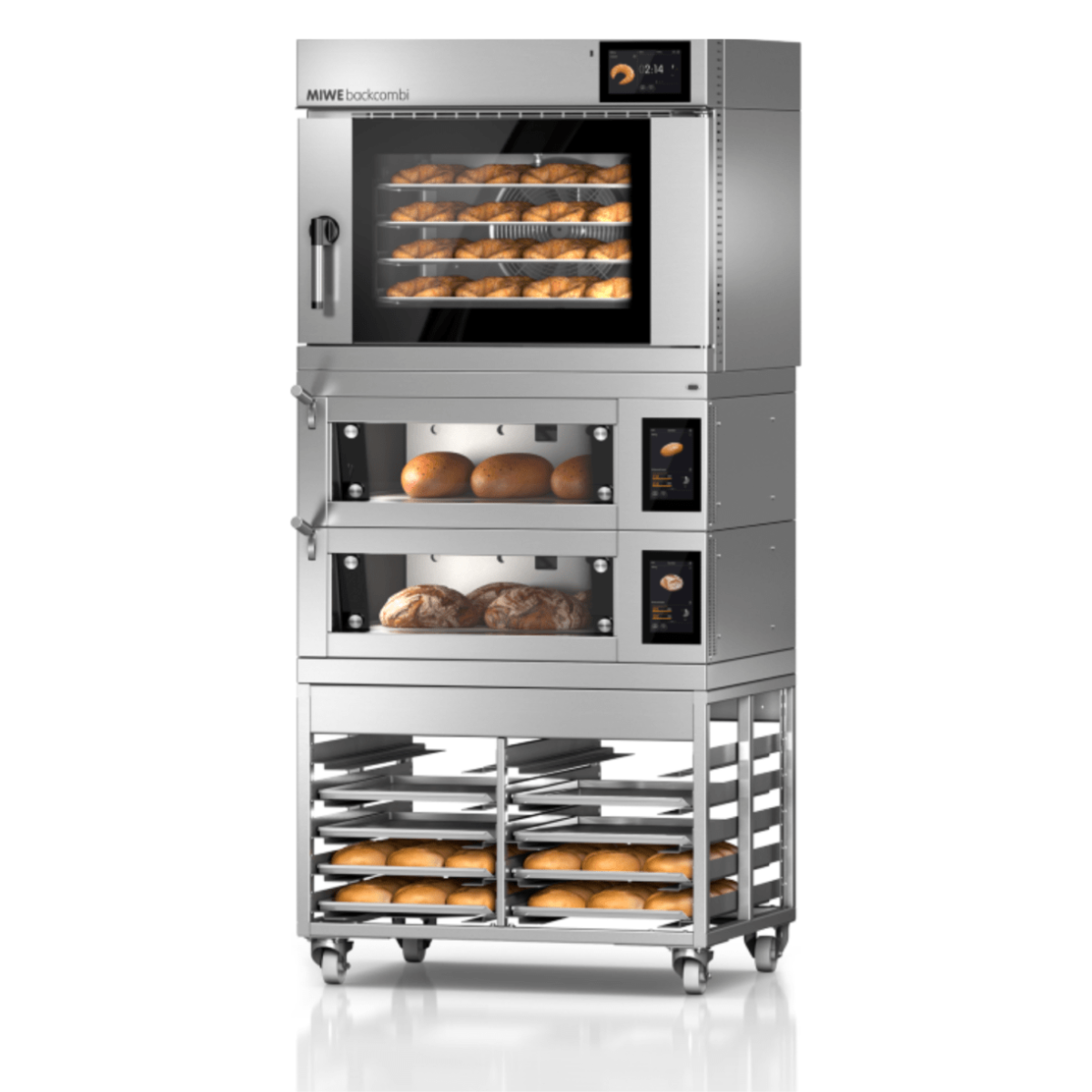 A combination of a convective oven and a static stone oven Miwe Back combi
