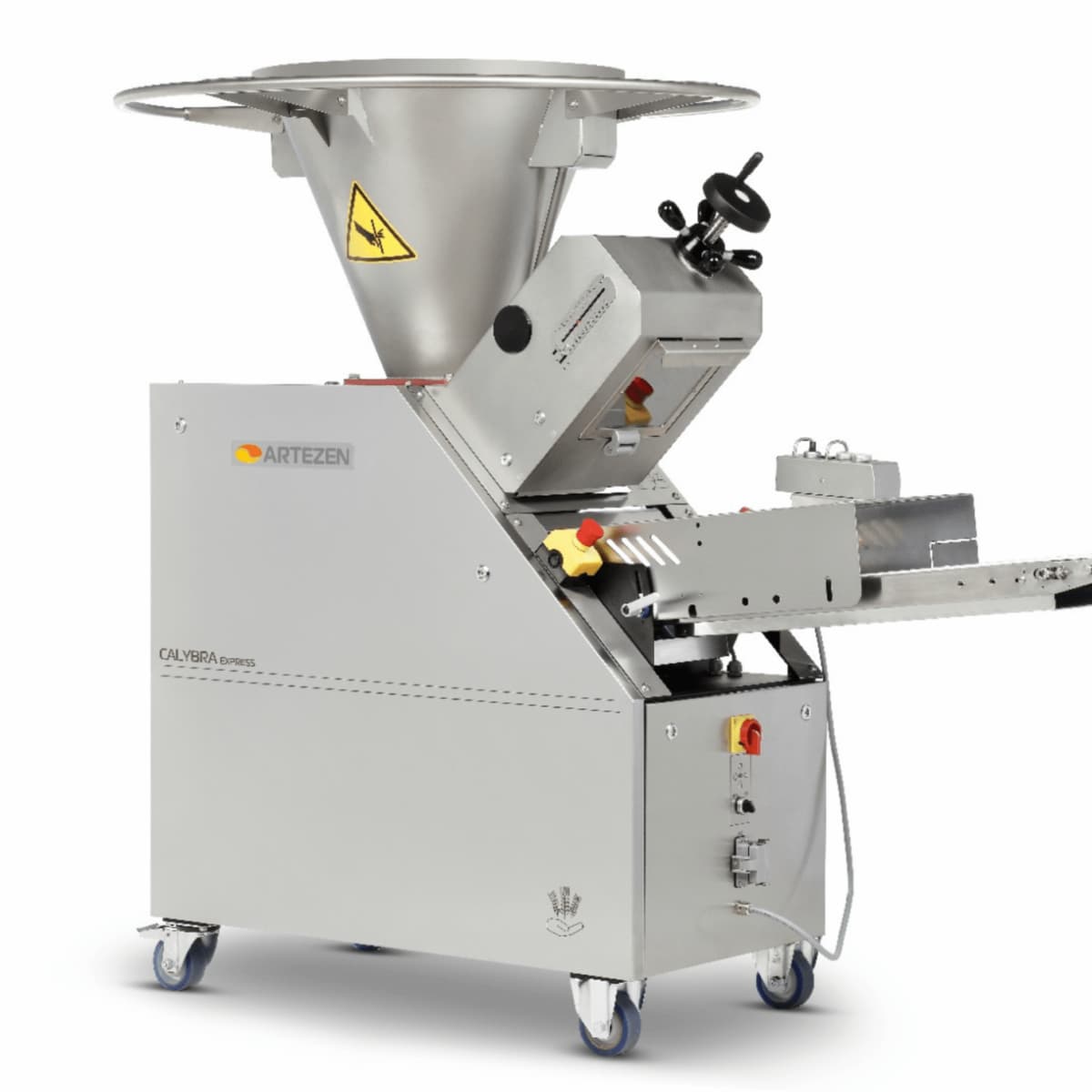 Artezen's CALYBRA volumetric divider for uniform dough distribution, suitable for a variety of dough types and offering an efficient, cost-saving and oil-free solution
