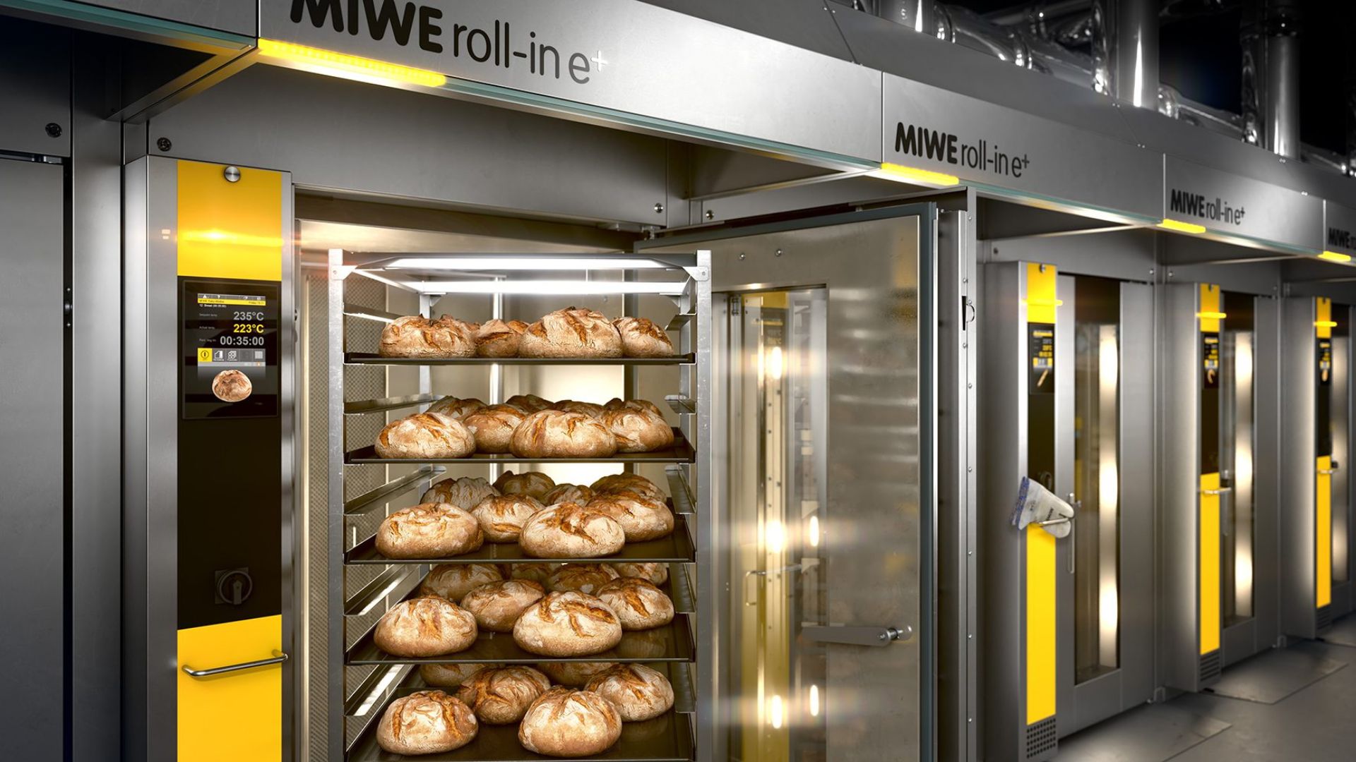 Industrial ovens adapted for large-scale baking
